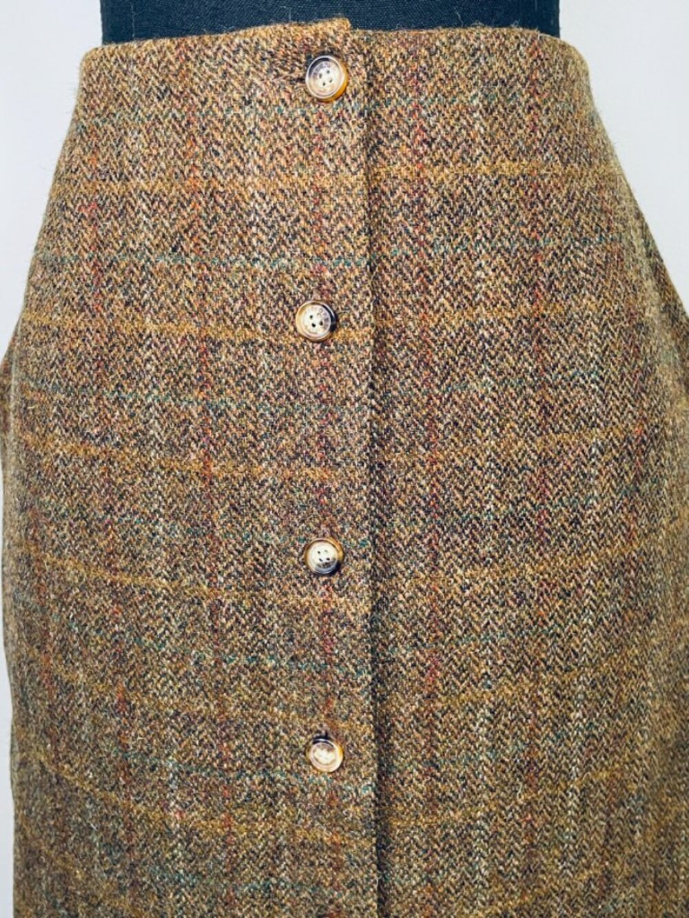 HARRIS TWEED Vintage long button-front skirt - Picture 4 of 5